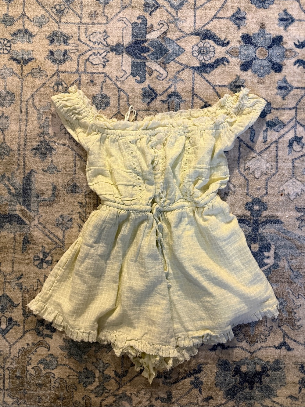 Urban Outfitters Pale Yellow Off-Shoulder Eyelet Blouse